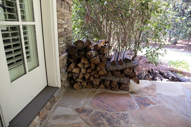 Wood pile on porch