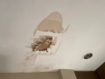 ceiling damage in home