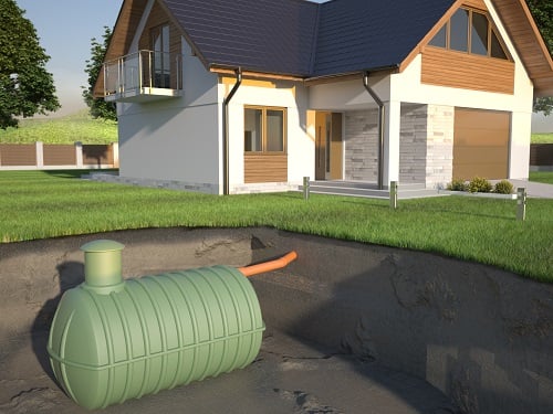 image of home and underground septic tank