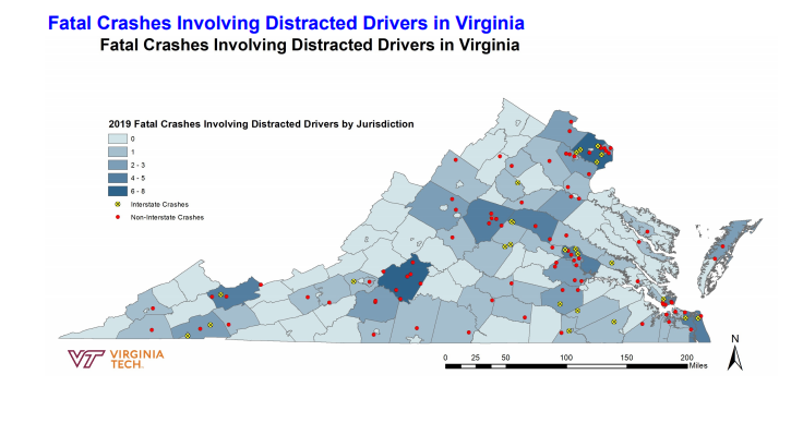 Fatal Crashes in VA from Texting