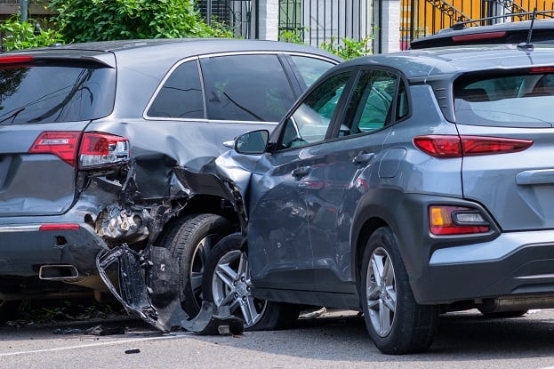 Side impact car crash